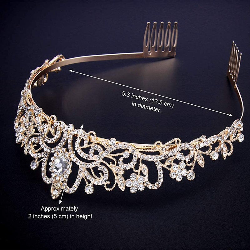 Didder Gold Crystal Tiara Crown Headband Princess Elegant Crown with combs for Women Girls Bridal Wedding Prom Birthday Party - Image 4